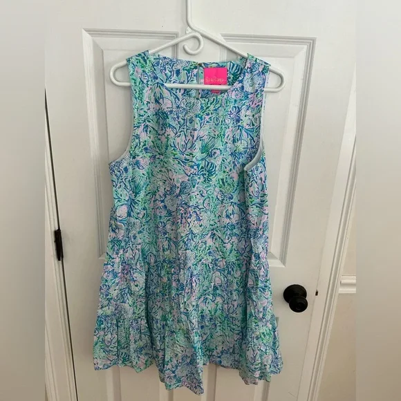 Lilly Pulitzer Trina dress in Surf Blue Soleil It On Me sz large - Picture 2 of 6